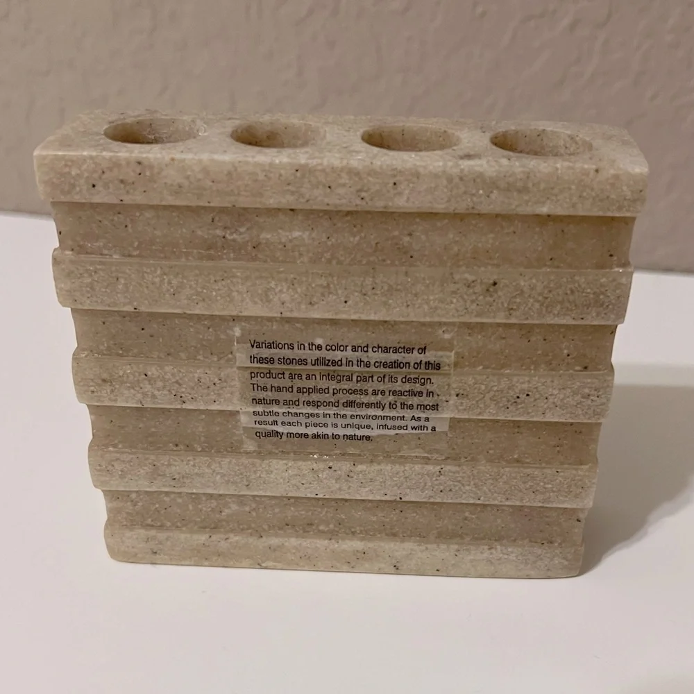 Beige Stone Toothbrush Holder NWOT